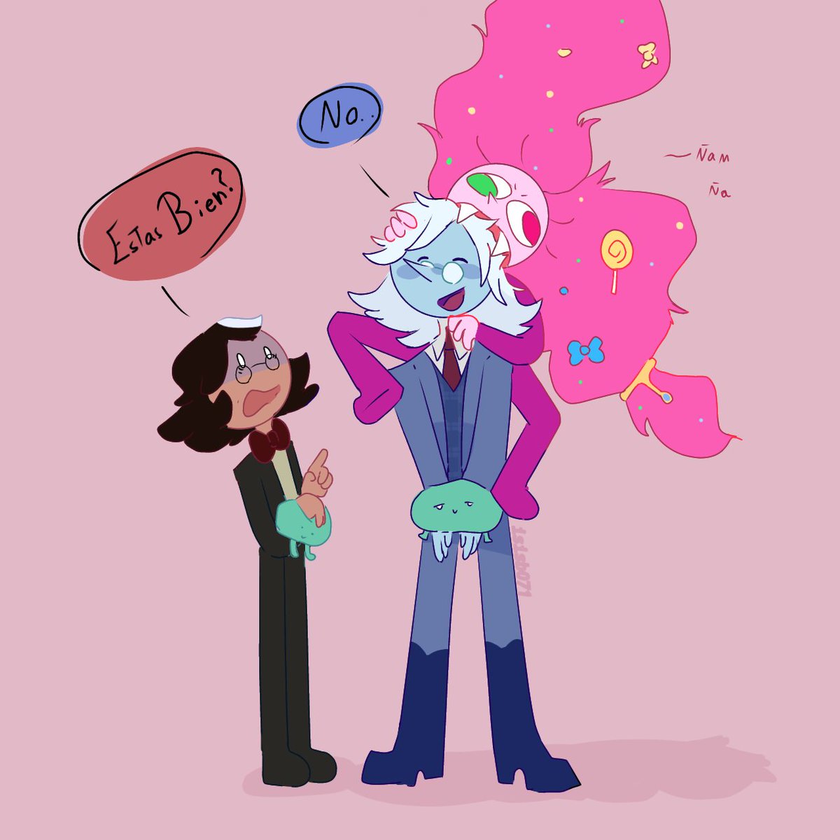 Isisb0711's tweet photo. Me encantan estos dos ��️🍭🍬👑

#fionnaandcake #adventuretime #simonpetrikov #winterking #candyqueen #fionna #cake #iceking #fionnaandcakefanart #fanart #humor https://t.co/lfs0vHeMA4