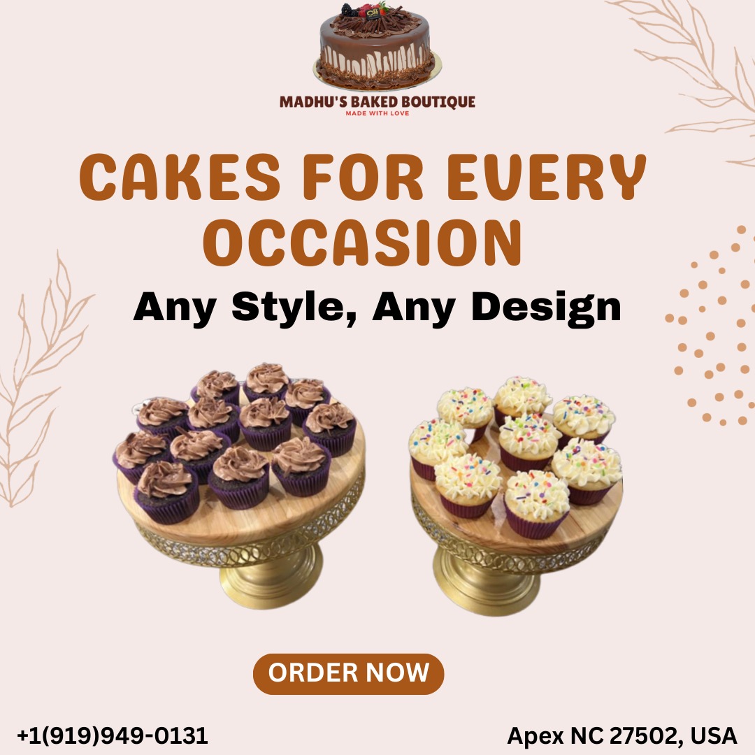 🍰✨ Indulge in Sweet Celebrations with Madhu’s Baked Boutique Delectable Cakes! 🎉

Call us to Order: 📞 +1 919-949-0131

Location: 📍 Apex NC 27502, USA

#birthdaycakes #anniversarycakes #corporatecakes #deliciouscake #personalizedcak #uniquedesign #cakesforallocassions