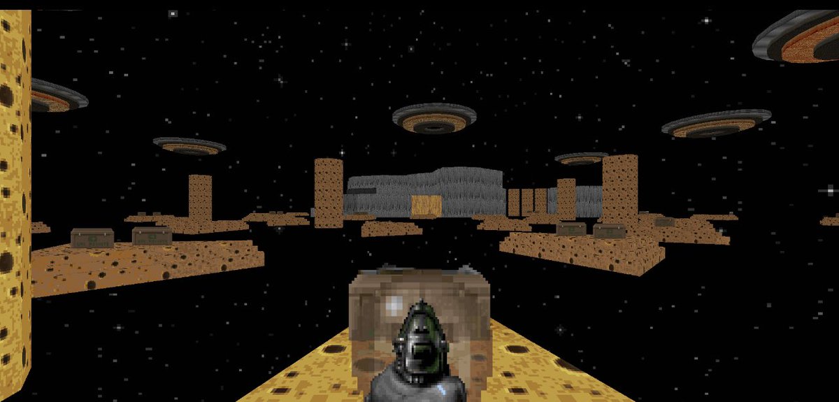 DeathBearofDoom's tweet image. With two weeks still left to map, our maplist grows with fervor, with over 70 maps and rising! Happy 3rd Anniversary to Pineapple Under the Sea Studios! Come map with us! Here’s some screens of maps by myself, Muumi, Egregor, and ZeroTheRed! #doom2 #doom #speedmapping