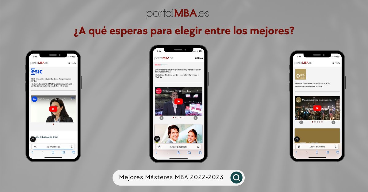 👉 ¡Septiembre es un mes de comienzos!

Aún estás a tiempo de entrar en Portal MBA, echarle un ojo a nuestro ranking y elegir entre los mejores MBA de España.

🔗 ¿A qué esperas para empezar a construir tu futuro?

portalmba.es

#PortalMBA #master #MBA #ranking