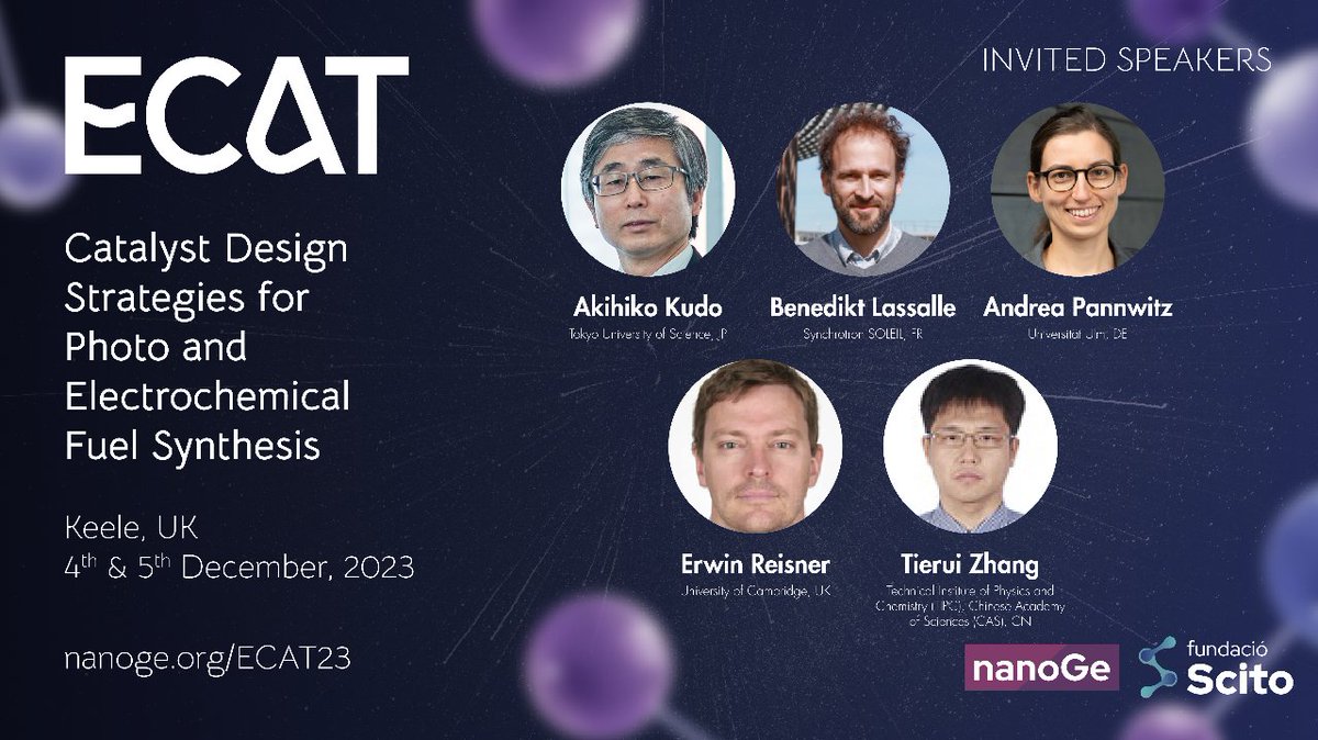 nanoGe_Conf's tweet photo. ▪️Join experts in the field as they'll discuss #CatalystDesign for #CleanEnergy at #ECAT23 Conference on 'Catalyst Design Strategies for Photo- and Electrochemical Fuel Synthesis'.
📆4th-5th December 2023
📍Keele, UK
👉 Submit your oral abstract here:
https://t.co/LDWy7HJ4GJ https://t.co/oZB1YtkKi1