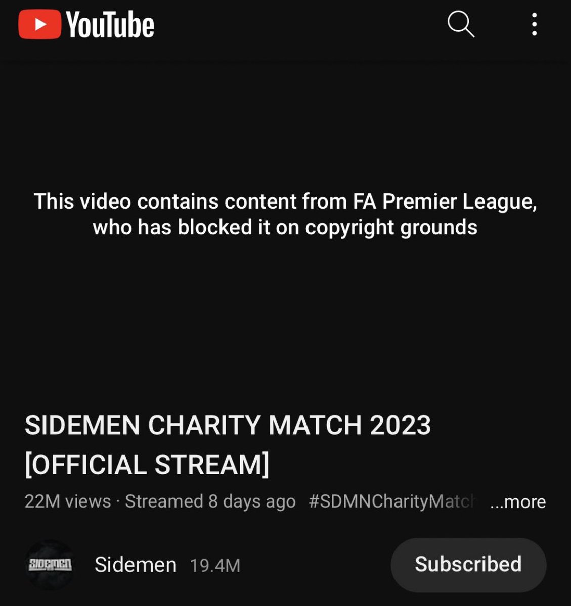 StokeyyG2's tweet image. The Premier League have copyright striked the Sidemen CHARITY game over the use of West Ham’s stadium…