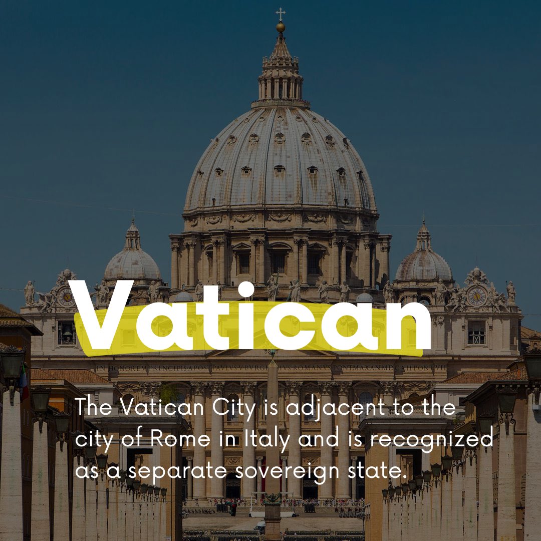 iamjekol's tweet image. The Vatican City is both a city-state and an independent country. Covering an area of 0.44 square kilometers, the Vatican City is one of the smallest independent countries in the world and is inhabited only by the Pope, some bishops, and Vatican state workers.