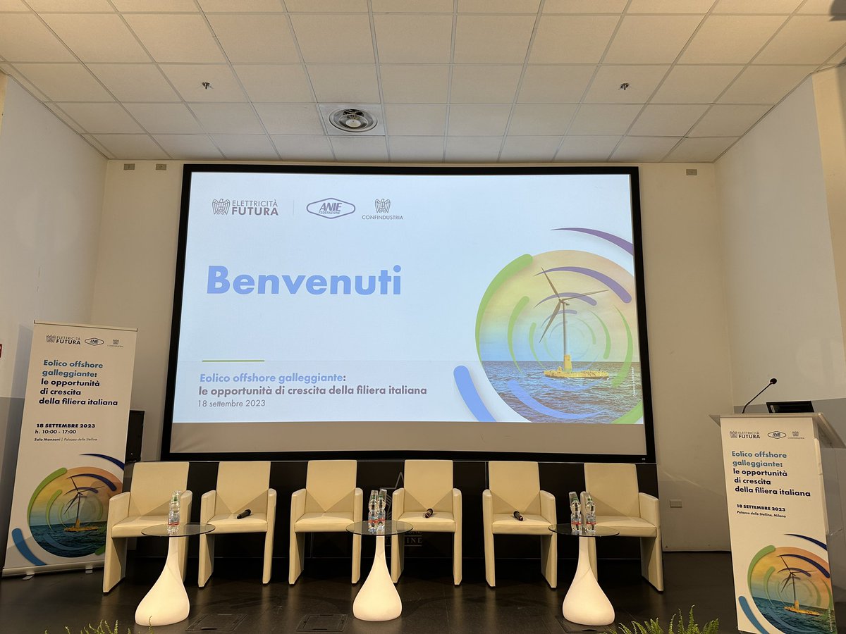 È in corso l’evento “Eolico offshore galleggiante” organizzato da <a href="/E_Futura/">Elettricità Futura</a> e ANIE. Si approfondirà lo stadio innovativo delle tecnologie dei floater, la bancabilità dei parchi eolici offshore, gli investimenti necessari per i porti, la logistica ed il manifacturing.