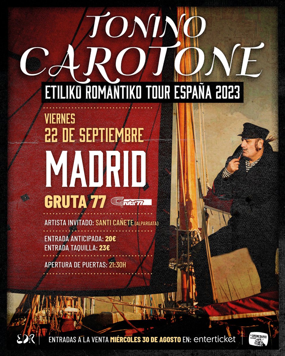 gruta77madrid's tweet photo. 21-09: RutaDesactiva con #AfroJamOficial y @MadresLas
22-09: #ToninoCarotone y #SantiCañete
23-09: #TheElevators homenajean a #RoryErickson y #LesEnchufes
24-09: #RadioClash en homenaje a #TheClash; aperitivo
Más info.: https://t.co/xt2Bl1ccFB
#Musica #Cultura en #Carabanchel https://t.co/yDdePBl8YS
