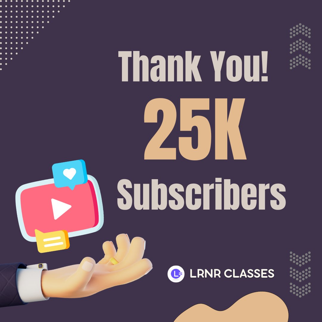 lrnr_India's tweet photo. 🙌 Thank you, LRNR Family, for helping us reach this incredible milestone! 🙌
#LRNRClasses #25KSubscribers #Education #MilestoneAchieved #LRNRBengal #LRNROdisha #LRNRIndia https://t.co/aBvaLqePXc