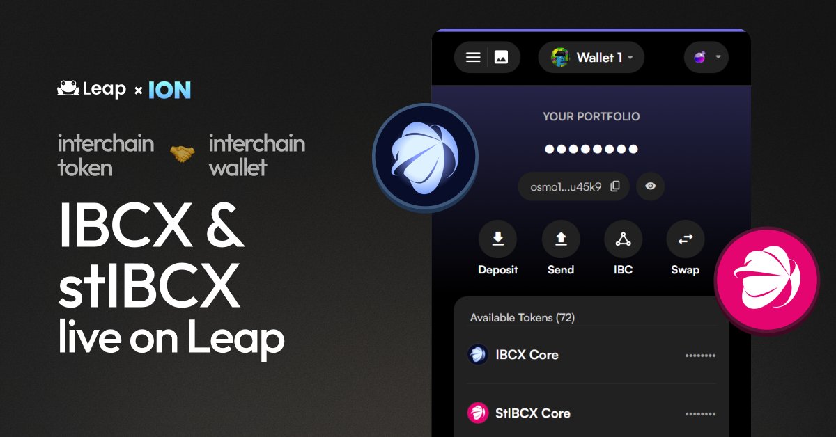 leap_wallet's tweet photo. guess what #Cosmonauts, Leap Wallet supports IBCX and stIBCX!
IBCx is built by @_IONDAO, and is deployed natively on @osmosis
if you use Leap, you can seamlessly transfer the token between supported chains 🔀
another day, another win for all of Cosmos 💪 https://t.co/Kisq3JrAYe