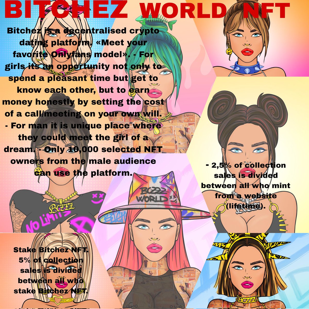 Coolestabdul1's tweet photo. @BitchezNFT here is the first decentralized crypto dating platform be part of the coming NFT mint and secure a lifetime reward 2.5% from all collection sales and 5% on stake Bitchez NFT #NFT #BitchezNFT https://t.co/5bc6XXWK4h