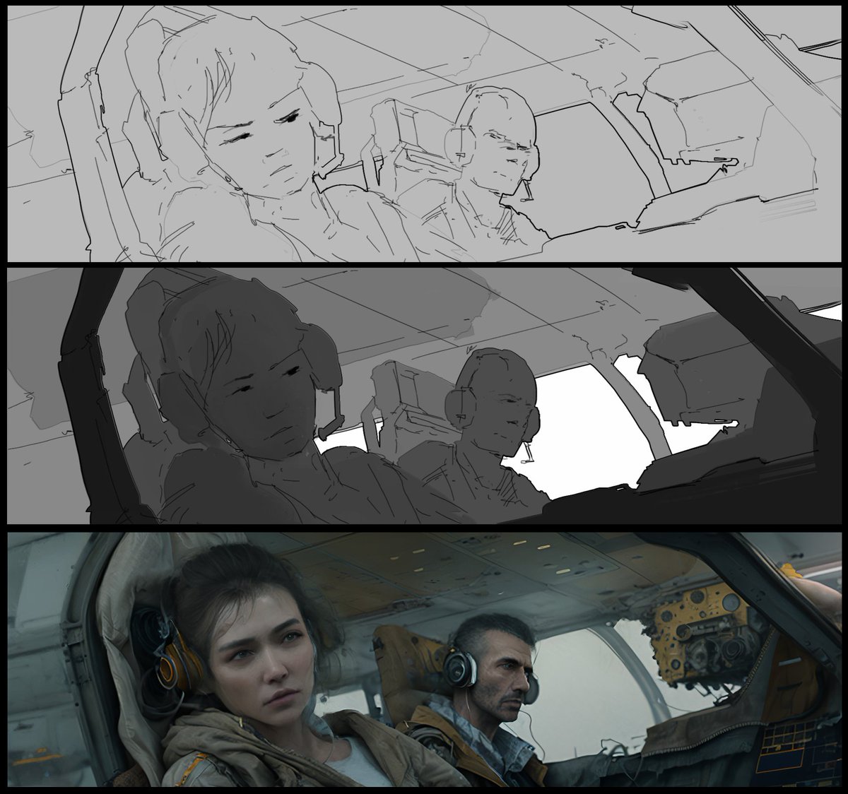 sainimatic's tweet image. My favorite way to use AI:
✅ draw a line art sketch
✅ paint a depth map
✅ use controlnet to do the rest
This is literally "draw the rest of the damn owl"...
But you get to control composition exactly 📷
#AIIA #controlnet #stablediffusion #digitalpainting