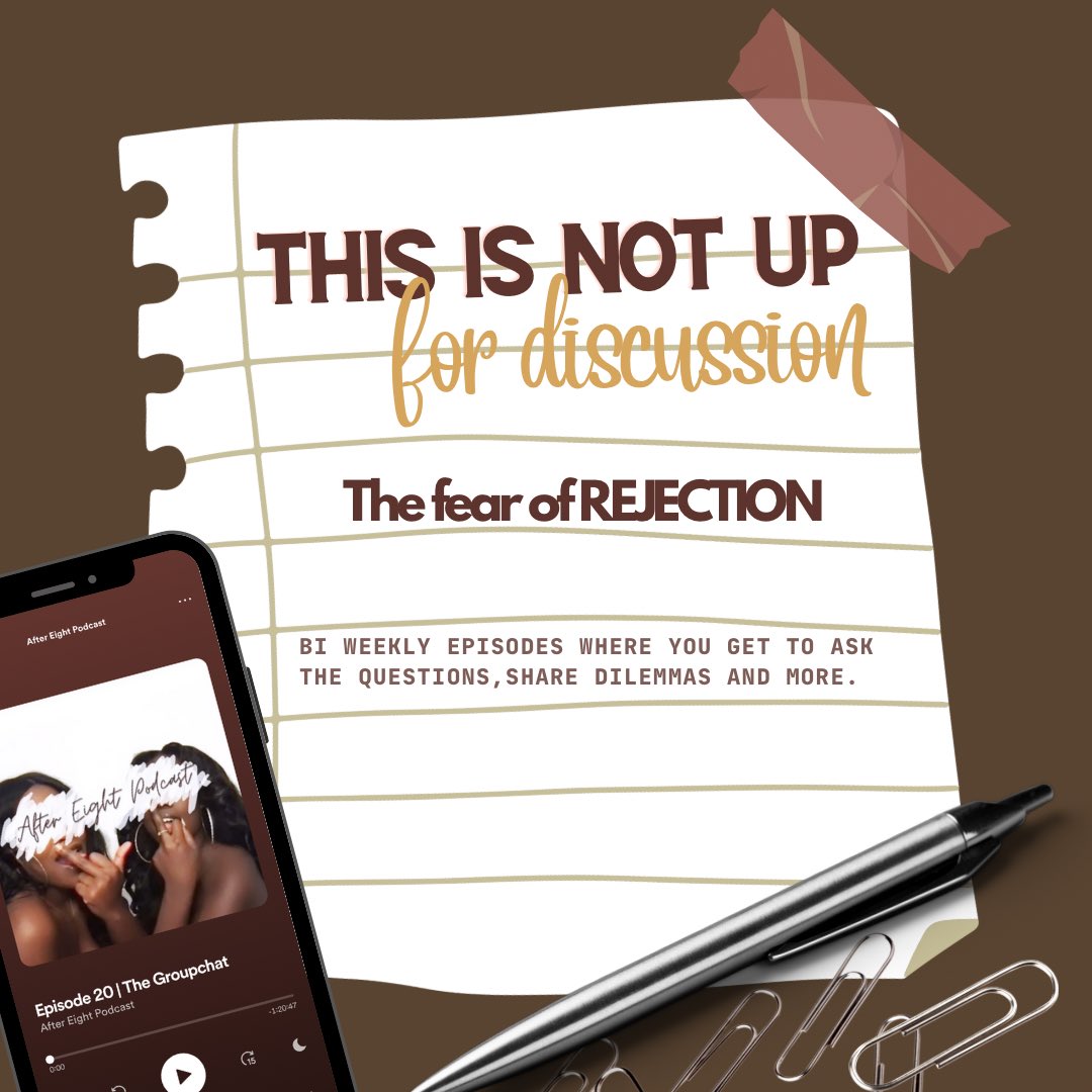 Aftereightpod_'s tweet photo. The fear of rejection is REAL, let’s unpack this on this weeks episode of #thisisnotupfordiscussion 🫶🏿🫶🏾
https://t.co/XYf62IOpVH
#aftereightpodcast https://t.co/s4jabkHYD9