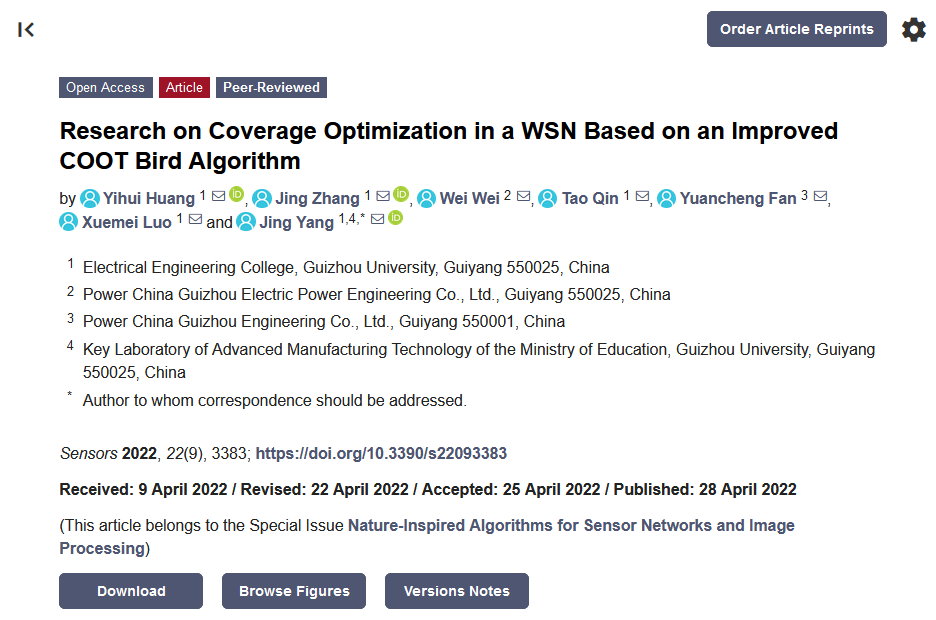 Sensors_MDPI's tweet photo. #highlycitedpaper
Research on Coverage Optimization in a WSN Based on an Improved COOT Bird Algorithm
https://t.co/d6vdaovL4M
#WSN #COOT #BirdAlgorithm #CoverageOptimization https://t.co/9vcYFQVT4u