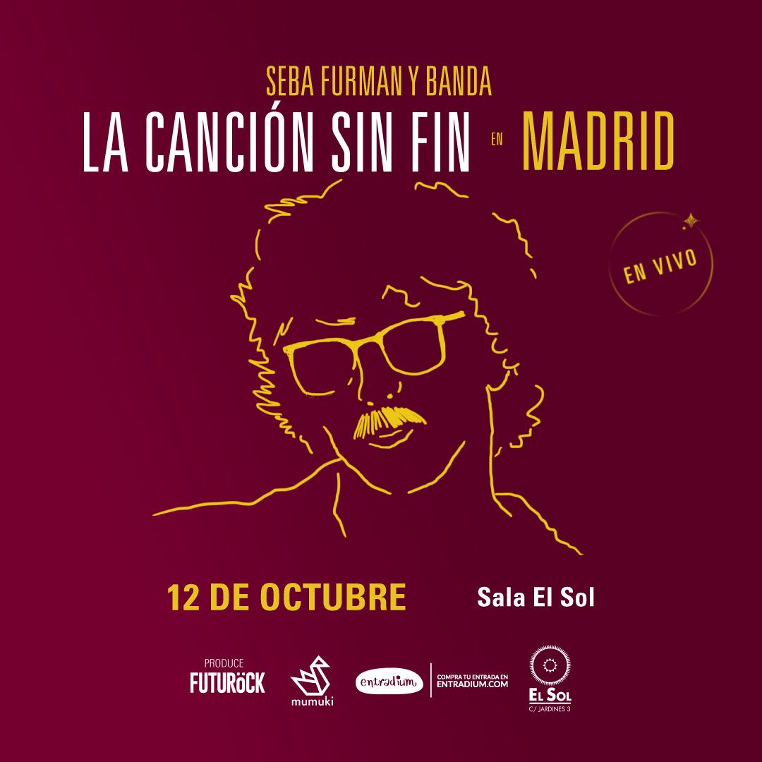 ATENCIÓN #Madrid!  
"La canción sin fin" un show sobre #charlygarcia 🗓️ Sábado 12/10 a las 21:00hs.  
📍Sala El sol, Madrid. 
Más info: entradium.com/events/la-canc…
Produce <a href="/futurockOk/">Futurock.fm</a>