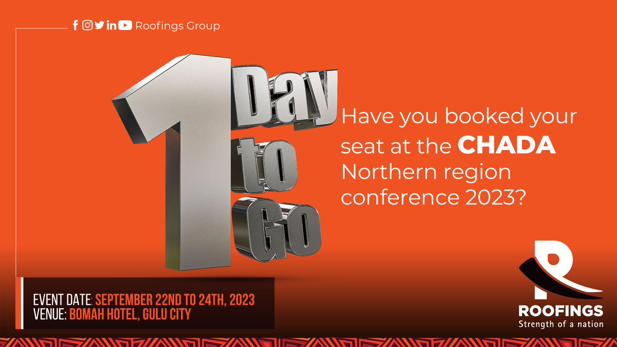 Dear Dealers and Prospective dealers, Have you booked your seat at the CHADA Northern region conference 2023?
Don’t be left out. Find us at:
📍 Venue: BomahHotel, Gulu City
📅 Event Date: September 22nd to 24th, 2023