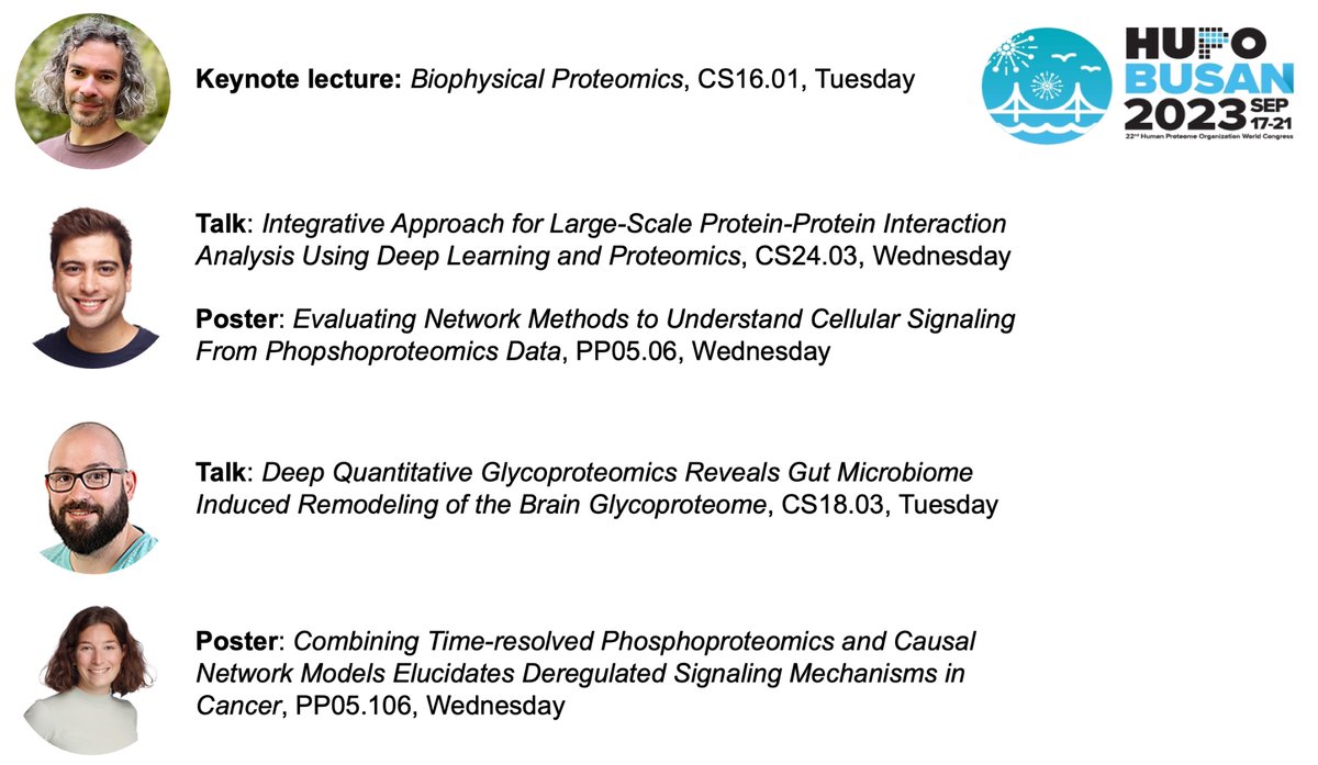 Don’t miss out the Savitski team presentations at #HUPO2023 !!! 🇰🇷🇰🇷<a href="/Miralea10/">Mira Burtscher</a> <a href="/martingarridorc/">Martín Garrido Rordríguez-Córdoba</a>