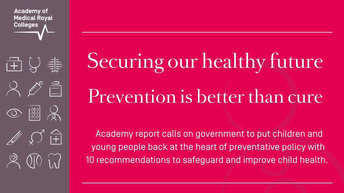 We’ve joined the @AoMRC and 23 other Royal Colleges to call on Government to prioritise child health prevention to secure our healthy future. It makes economic sense and will reduce pressure on the NHS. See the full report here: rcpch.ac.uk/news-events/ne…