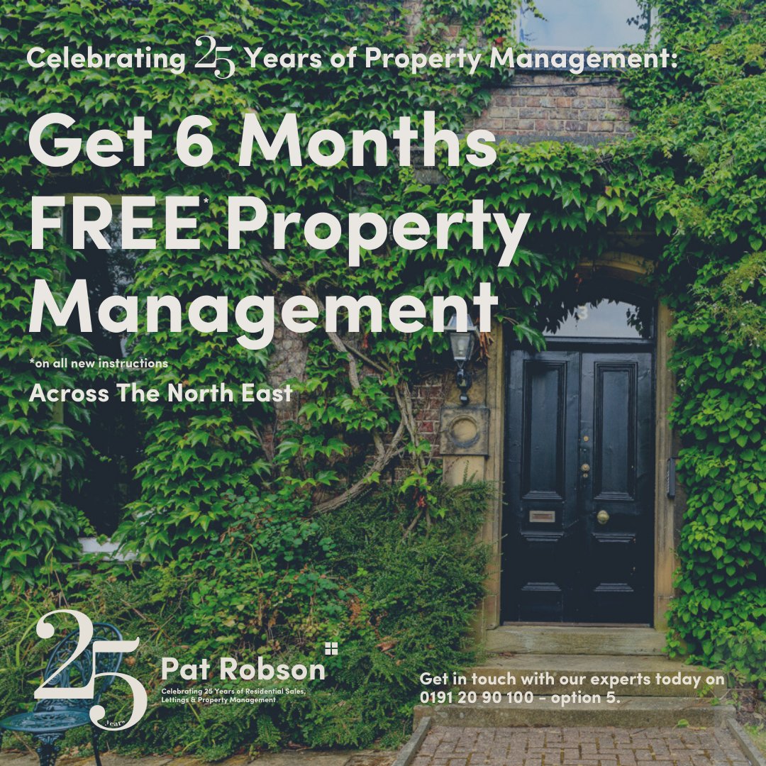 We are delighted to be celebrating 25 Years of Pat Robson &amp; Co. this year and we invite you to celebrate with us.

We are offering 6 months FREE Property Management on all new instructions. To find out more about our Property Management Service, visit patrobson.com