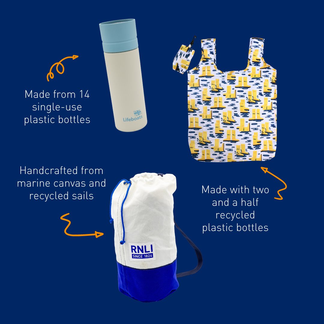 RNLI on X: Did you know our shop sells a range of products made from  recycled items? From a duffle bag made from sails, to a water bottle  crafted from plastic bottles