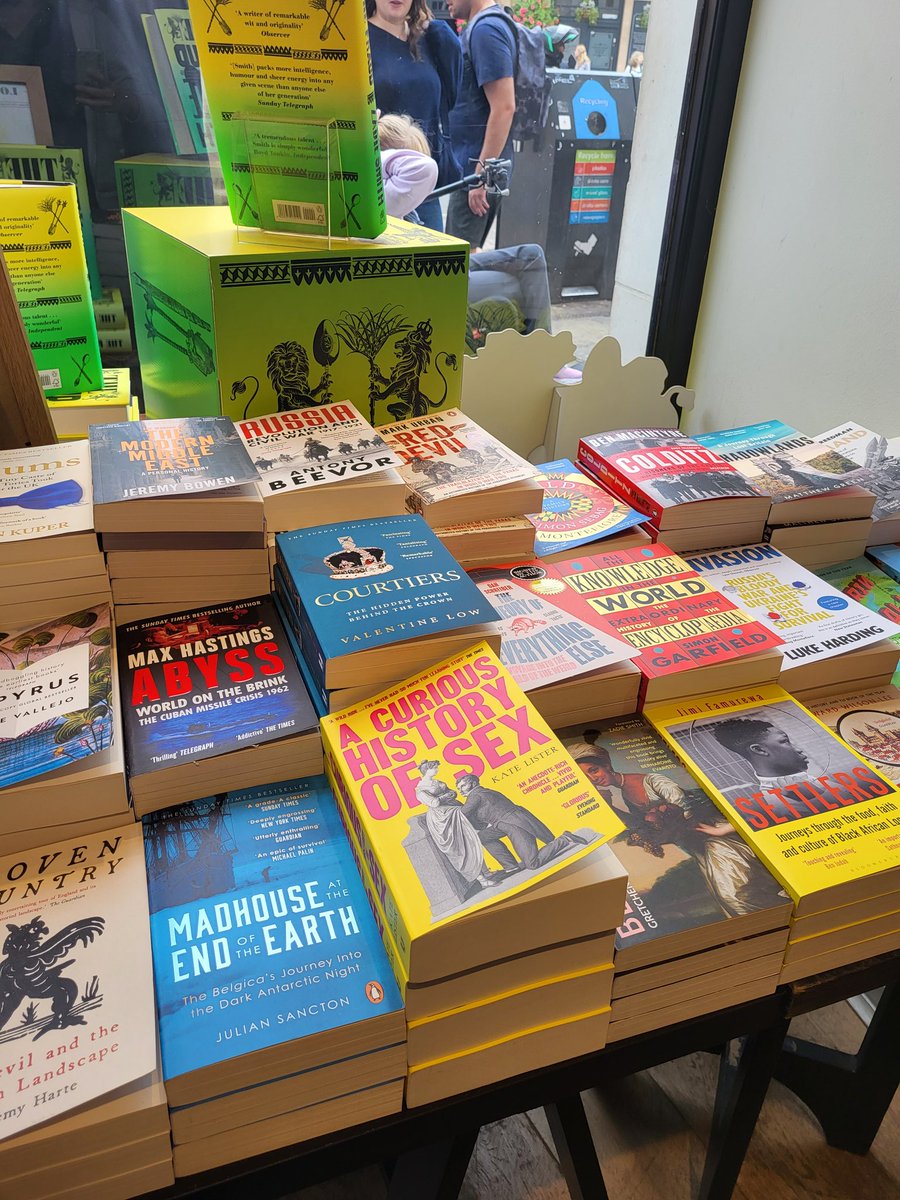 Nice display of @unbounders books in @BooksGreenwich yesterday 😍 @k8lister @kevinjondavies #curioushistoryofsex #42douglasadams