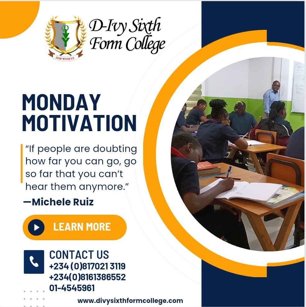 divysixthform's tweet image. “If people are doubting how far you can go, go so far that you can’t hear them anymore.” —Michele Ruiz

Welcome to a new week!

#mondaymotivation 
#dsfc