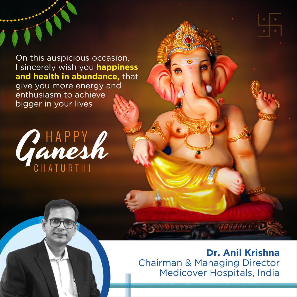 Anil_KrishnaG's tweet photo. Wish you and your family members a very Happy Ganesh Chaturthi, stay blessed and may your dreams and aspirations turn into reality, with the blessings of the Lord.

#MedicoverHospitals #MedicoverIndia #GaneshChaturthi https://t.co/pi5RWoOX8M