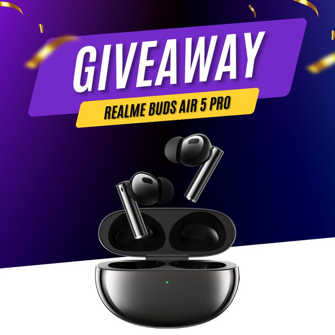 Last Day: One Lucky User Will Win the Realme Buds Air 5 Pro Earbuds!    
How to join #giveawaycontest?   

Visit this page for participate: giveaway.geekman.in 

#giveaway #Giveaway #giveawaycontest #giveawaycontest #GiveawayAlert #realmebudsair5progiveaway #realmebudsair5pro