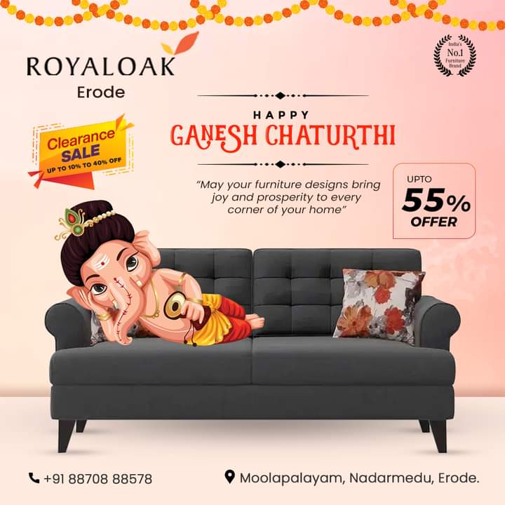 RoyaloakErode's tweet photo. Happy Ganesh Chaturthi
#Royaloak_Furniture_Erode
Call &amp; whatsApp : 88708 88578
#royaloak #furniture #erode
#royaloakerode #ErodeDistrict
 #royaloakfurniture #ganesh 
 #ganpatibappa  #vinayakachavithi 
 #vinayaka #ganesha #festival https://t.co/8QUnxSlrkP