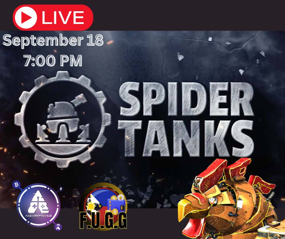 aceecrypto's tweet photo. 🎮 Are you Interested How to earn in Spider Tank on PC 🖥️
Join our Discord server 👇 https://t.co/nDhhnaRJKz and get ready to learn, play, and earn! 🕖 See you at 7:00 PM Philippines Time! 🇵🇭
#SpiderTank
#GamingCommunity
#FUGG #RPX https://t.co/vpLRVXxbaF