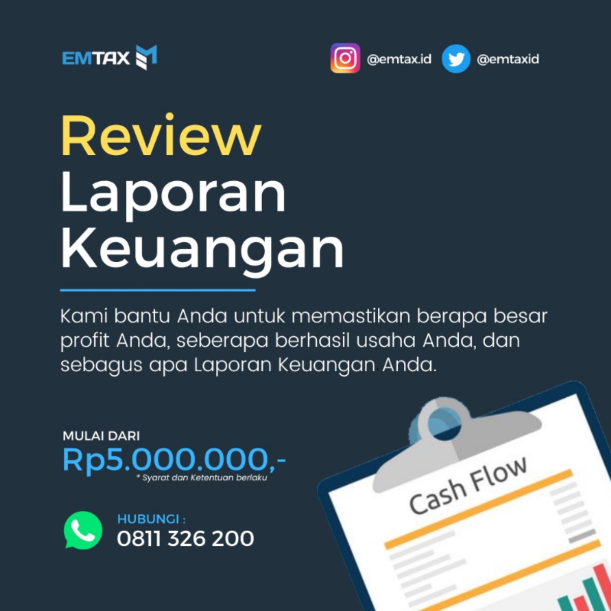 emtaxid's tweet photo. YAKIN USAHA ANDA CUAN? Seringkali pengusaha sdh puas dg uang melimpah, barang mewah, tanpa tahu usahanya sehat atau tidak. PASTIKAN KEUANGAN ANDA SEHAT! KAMI BISA BANTU review dan analisa Laporan Keuangan bisnis Anda dengan cermat. HUBUNGI SEKARANG! https://t.co/h7EzARHBoP