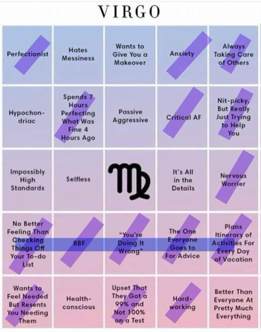 Bingo. Why must the internet call me out and hurt my feelings today? 🙃 #Virgo #Virgoseason https://t<a href="/tag/virgo"class="tags"><span>#virgo</span></a><a href="/tag/virgoseason"class="tags"><span>#virgoseason</span></a>