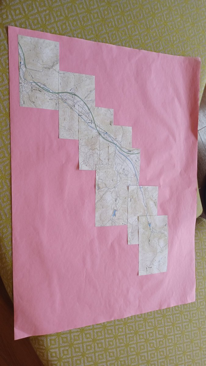 River fieldwork saga part 2....no centralised paper map system in Japan means cutting and sticking printouts of a river....I miss the #ordnancesurvey #Geography #geographyteacher