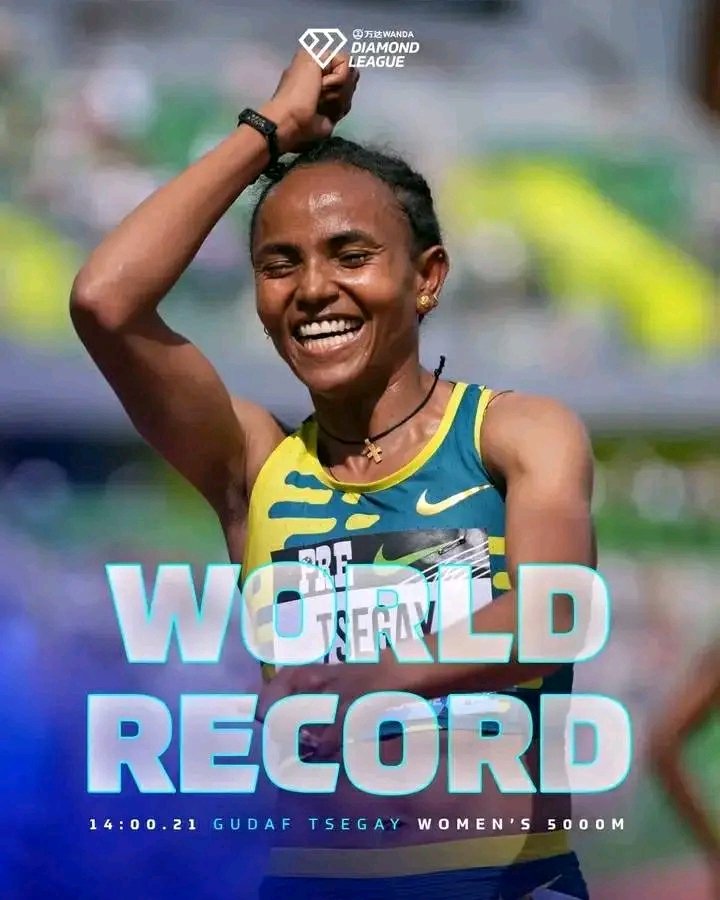 WORLD RECORD🤯

Gudaf Tsegay smashes @FaithKipyegon_'s 5000m world record with 14:00.21 to become Diamond League champion 🇪🇹
