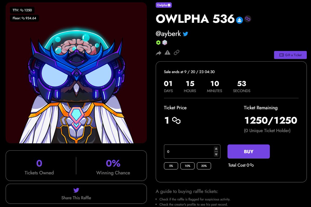 MaxisonPolygon's tweet photo. 🎟️OWLPHA TICKET GIVEAWAY 🎟️

New @OwlphaNFT raffle up hosted by @ayberksol_ ! Giving away 10 @POLYGONPANZ free entries to this raffle. 

To enter:
-Follow @POLYGONPANZ and @PANZNEXTGEN 
-Like and retweet 💜
- Tag 3 friends 🤞

24H ⏱️ https://t.co/kQwTjERMPg