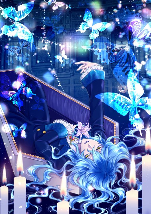 「blue fire wavy hair」 illustration images(Latest)