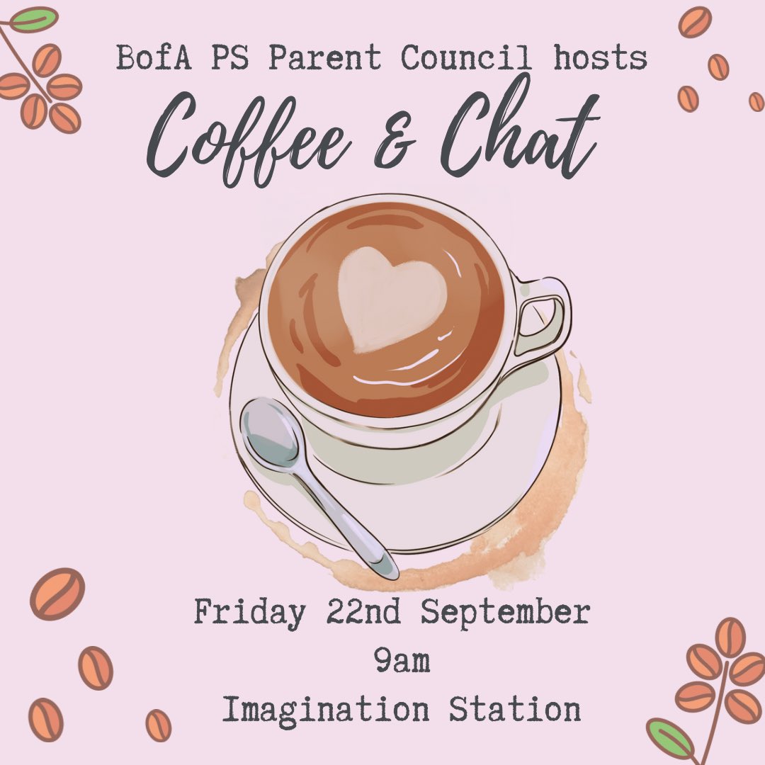 Our first Coffee &amp; Chat as a Parent Council! Join us this Friday at 9am for a coffee, slice of cake and a blether. Everyone very welcome.