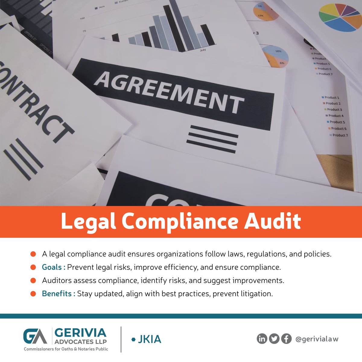 GeriviaLaw's tweet photo. Q n A:  A compliance audit is “an audit conducted by a regulatory agency, an organization, or a third party to assess compliance with one or more sets of laws and regulations.
Talk to us today: 
============ 
📱+254 700 135 555 
📩legal@gerivia.co.ke 
📍JKIA
#GeriviaLaw https://t.co/e9z6pZmsUq