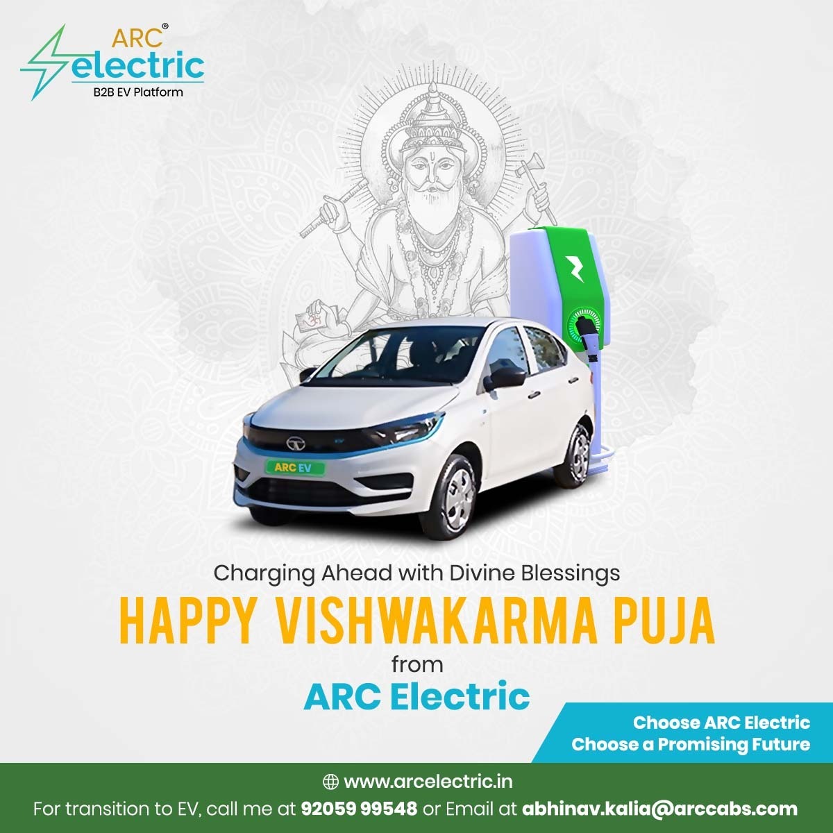 Let's power towards a brighter future with the divine blessings of Lord Vishwakarma. 

#ArcElectric #ArcCabs #DivineDesigns #VishwakarmaBlessings #CraftingSuccess #CreatorsDay #DivineArchitect #CraftingTheFuture #InspiredInnovations #CelebratingCraftsmanship #CraftingLegacy