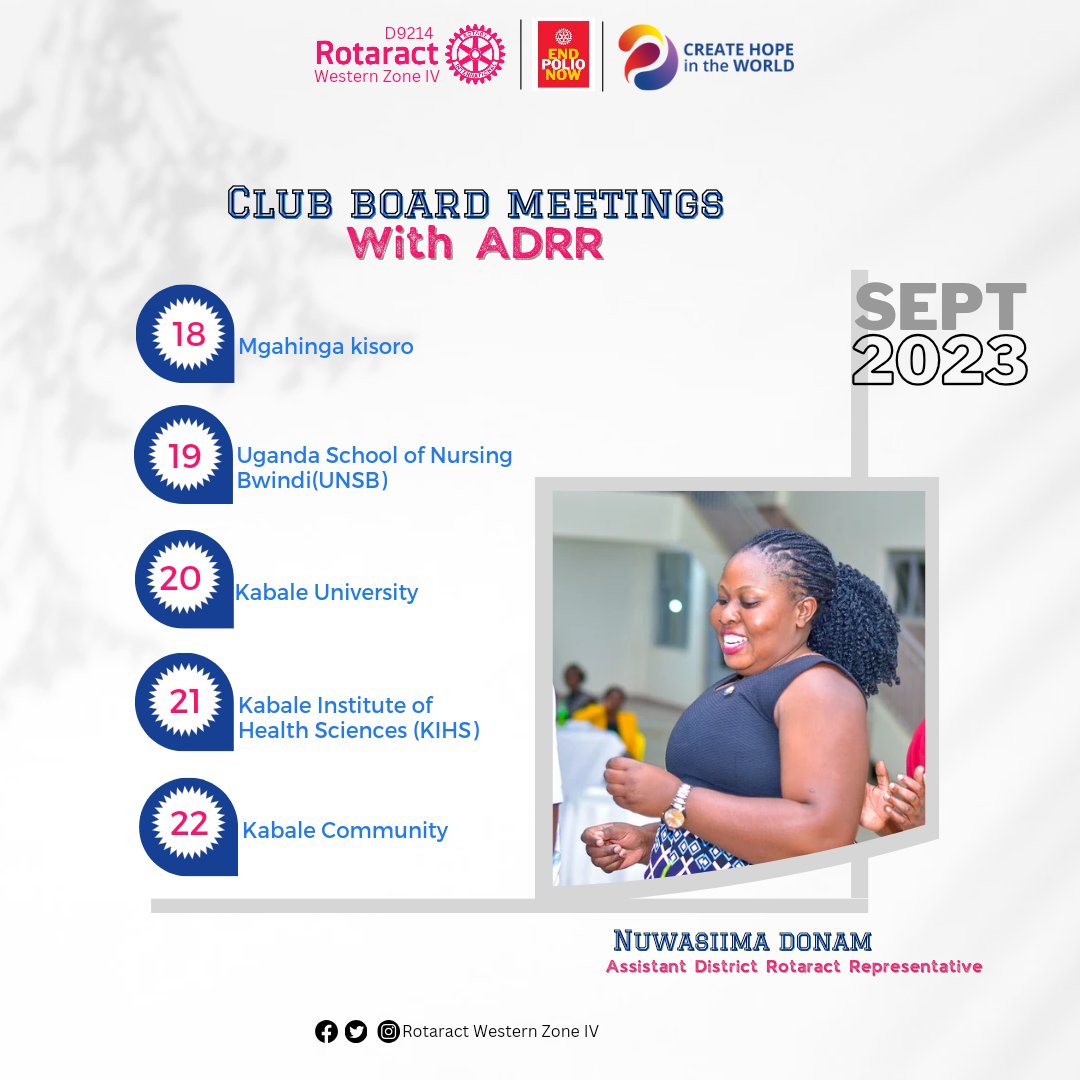 Western Zone IV (@westernzone4) on Twitter photo We strive, we thrive, our success is our right.
We are all set for the new week as we selflessly serve. <a href="/RotaractKIHS/">Rotaract club:Kabale institute of health sciences</a> <a href="/base_crib/">Maya Emma 𝕏</a> <a href="/PrincessPrude/">PDRR Prudence Asobola</a> <a href="/RotaractD9214/">Rotaract D9214</a> <a href="/JB_Ssengooba/">DRR JB Ssengooba</a> <a href="/Matovufrancis53/">Matovu Francis</a> <a href="/Ismaelnsamba/">Mukasa Ismael</a> <a href="/donam_nuwasiima/">Donam. Nuwasiima</a> We strive, we thrive, our success is our right.
We are all set for the new week as we selflessly serve. <a href="/RotaractKIHS/">Rotaract club:Kabale institute of health sciences</a> <a href="/base_crib/">Maya Emma 𝕏</a> <a href="/PrincessPrude/">PDRR Prudence Asobola</a> <a href="/RotaractD9214/">Rotaract D9214</a> <a href="/JB_Ssengooba/">DRR JB Ssengooba</a> <a href="/Matovufrancis53/">Matovu Francis</a> <a href="/Ismaelnsamba/">Mukasa Ismael</a> <a href="/donam_nuwasiima/">Donam. Nuwasiima</a>