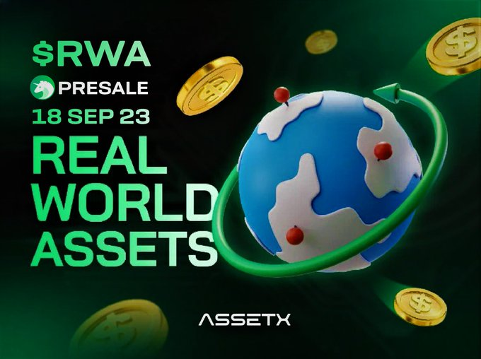 icomars's tweet photo. Real World Assets are set to fuel the next crypto bull run💸💸💸
$RWA presale, native to AssetX, Starts in less than 9 hours on UNCX. 🌟Seize your chance to own this groundbreaking token early! 🌟
https://t.co/X8UU0EeKmU 
#crypto #RWA #Tokenization #icomars @icomars https://t.co/V4fkFDVLxh