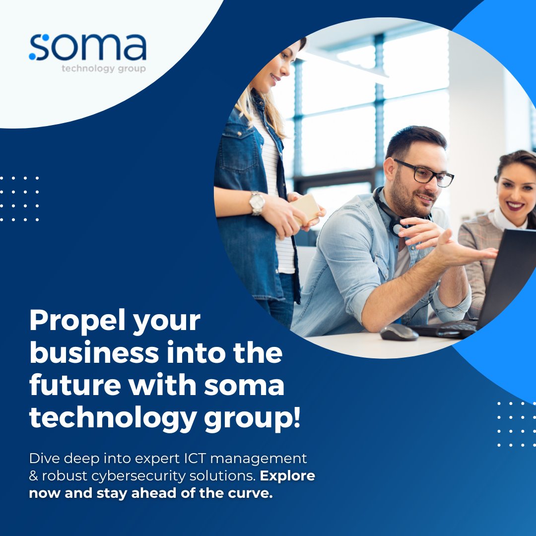 soma_technology's tweet image. Navigate the digital realm with confidence! With soma technology group&apos;s premier ICT management and cybersecurity expertise, your business is future-ready. Dive in today and forge ahead.

#somatechnologygroup #ManagedService #ICT #ManagedServiceProvider #ManagedICT