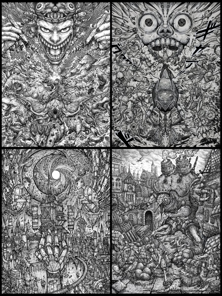 Gm (1/5)
"Black&amp;white drawing is my original technique from tattoo art."

I'm Pich.
I'm in NFTspace for 2 years and started with B&amp;W hand-drawn art which's full of my imagination from lost galaxy idea.
Now they're all digital drawing and be my proudest series.