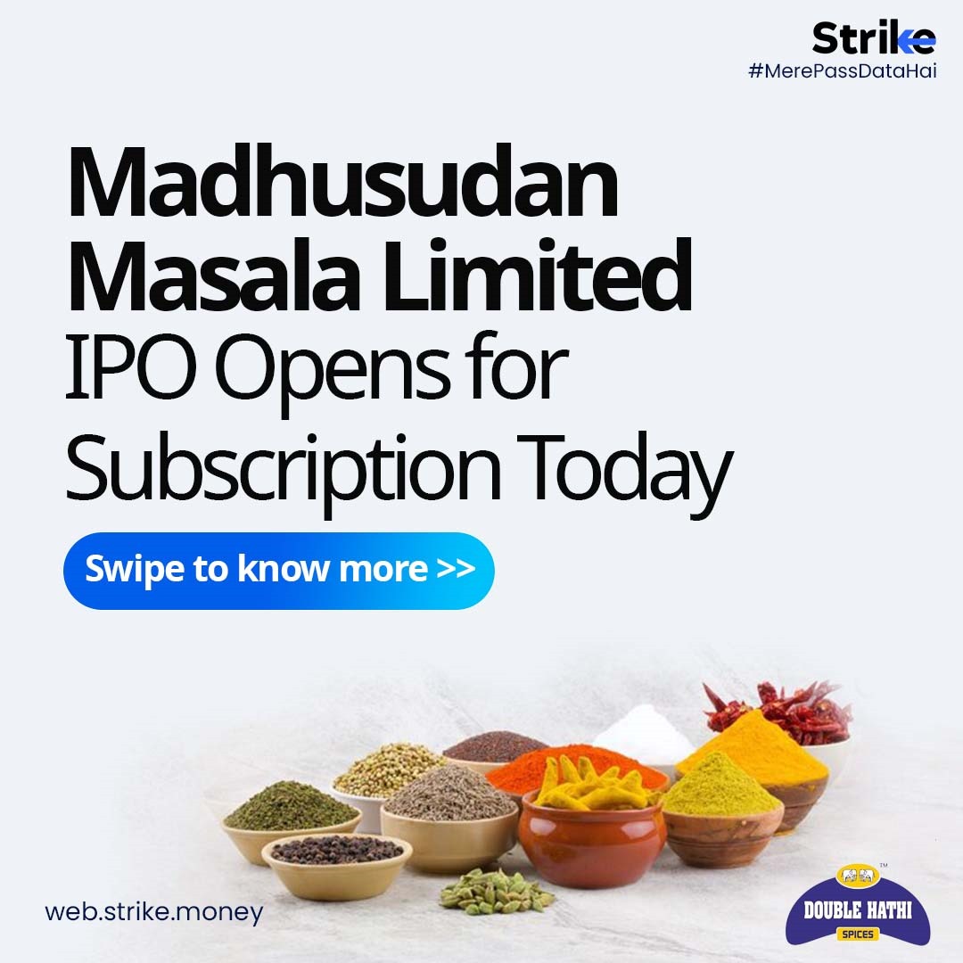 1/5- Madhusudan Masala Limited is gearing up for its IPO launch.          

Explore the IPO Details in this Thread!
.
.
.
Disclaimer: This post is for informational purposes and in no way is encouraging you to buy or advice you to do the same.          

#MadhusudanMasala