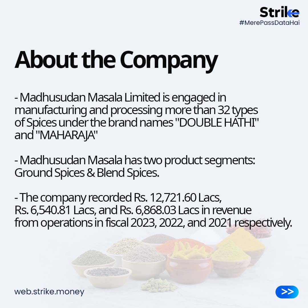 2/5- Company overview of #MadhusudanMasala

#IPO #IPOAlert #SPICE #ipoallotment #revenue