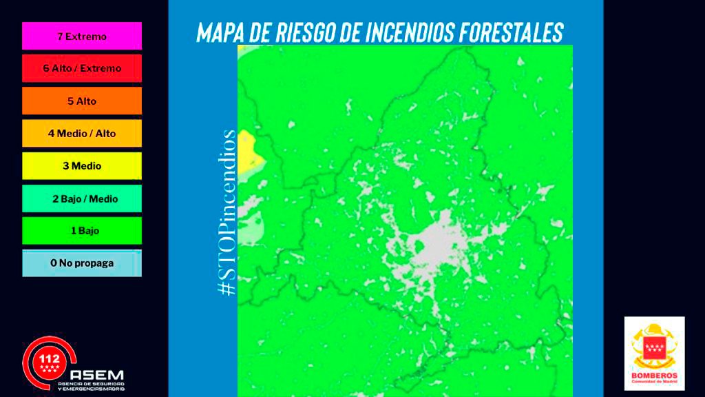 112cmadrid's tweet photo. ⚠ Mapa de riesgo de #IIFF 🔥
🗓 Lunes 18 de septiembre.
📲 ¿Fuego? ¿Columna de humo? 1-1-2.
#BomberosCM
#STOPincendios
#0incendios
#IncendiosForestales
#INFOMA23
#ASEM112 https://t.co/lndKaE0zWy