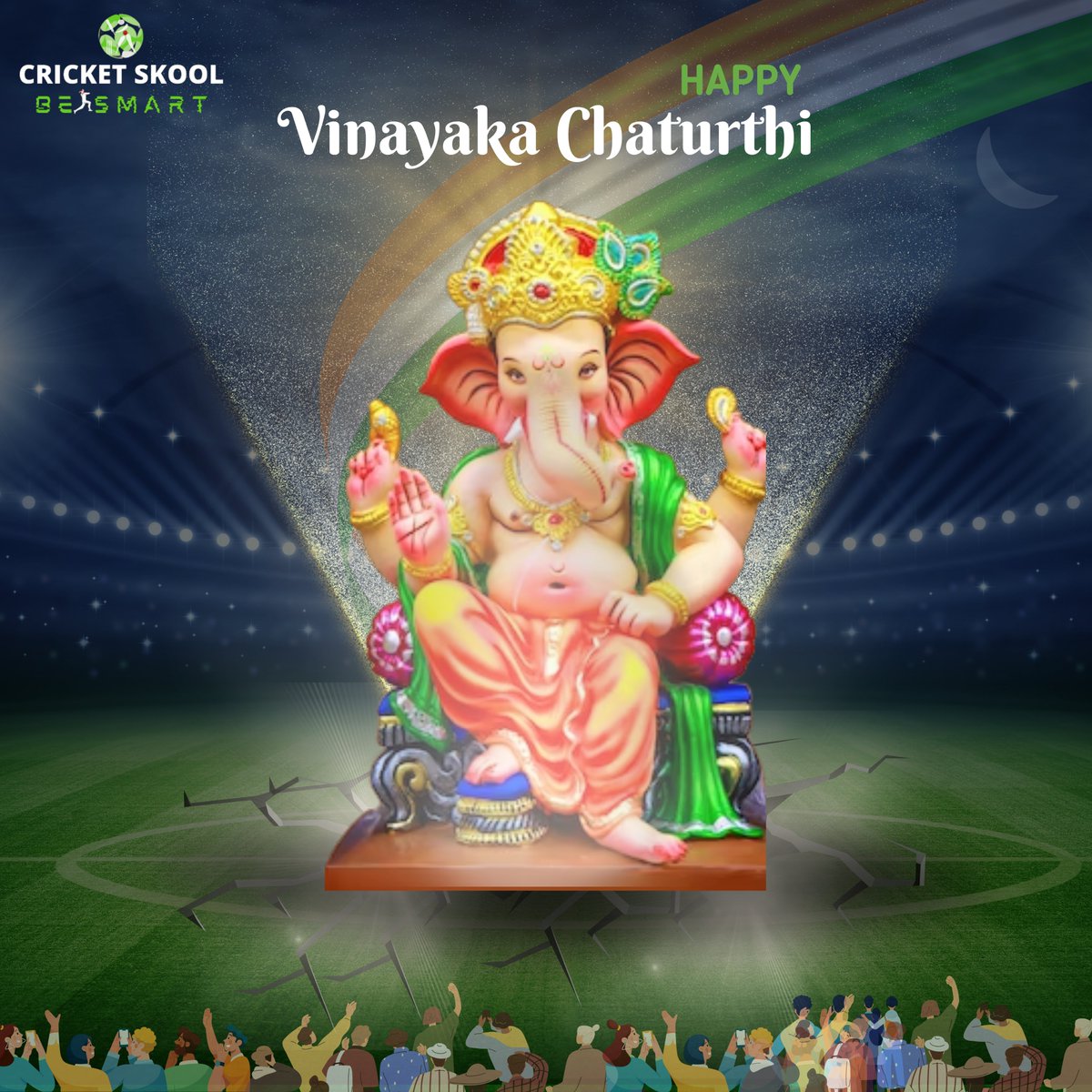 CricketSkool's tweet photo. This Ganesh Chaturthi, may Lord Ganesha bestow his divine grace upon you and your family. Wishing you peace and prosperity.

#happyganeshchaturthi
#vinayakachavithi #ganeshchaturthi #lordganesha #cricket #cricketskool #cricketground #ganpatibappamorya #jaiganesh #lordvishnu https://t.co/6xinL0G5aD