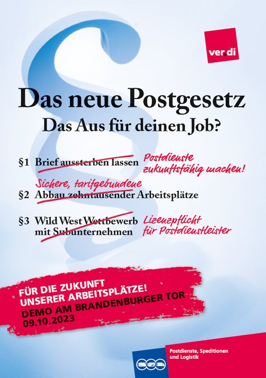 Liebe Leute schließt euch ! Es geht um unsere Zukunft und wir wollen ein deutliches Zeichen setzen ! #deutschepost #verdi #postgesetz #universaldienstleistung