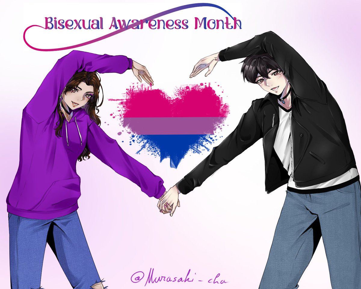 murasaki_sjo's tweet photo. I wanted to post this earlier but anyway
HAPPY BISEXUAL AWARENESS MONTH!!! or week now since I'm so late
I drew myself and Yujin because he's one of the most bi-coded MCs I've ever seen and I love him so much!
#bisexualawareness #myart #sclasses #mysclasshunters #내가키운S급들 https://t.co/mdVaXNaYfL