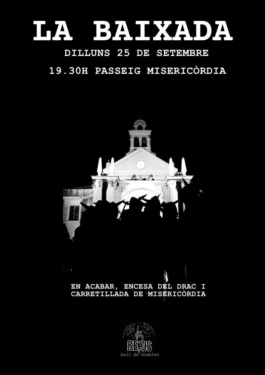 BallDiablesReus's tweet photo. Dilluns 25 de setembre a les 19.30h Passeig Misericòrdia

𝐋𝐀 𝐁𝐀𝐈𝐗𝐀𝐃𝐀

#SomBDR 
#Misericòrdia23 

📸 @RogerNoguesLlop https://t.co/YIJnglNnGh