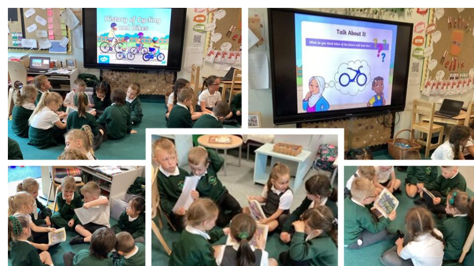 WillowtownPri's tweet photo. Year 2 have been finding out all about the history of bicycles.  The first bike was invented in 1817 and was known as 'The Dandy Charger'.  It was propelled along by the rider pushing it with their feet.  We're glad bicycles have improved since then. #WillowtownWay2 #WPSstem https://t.co/m8vnwqasKn