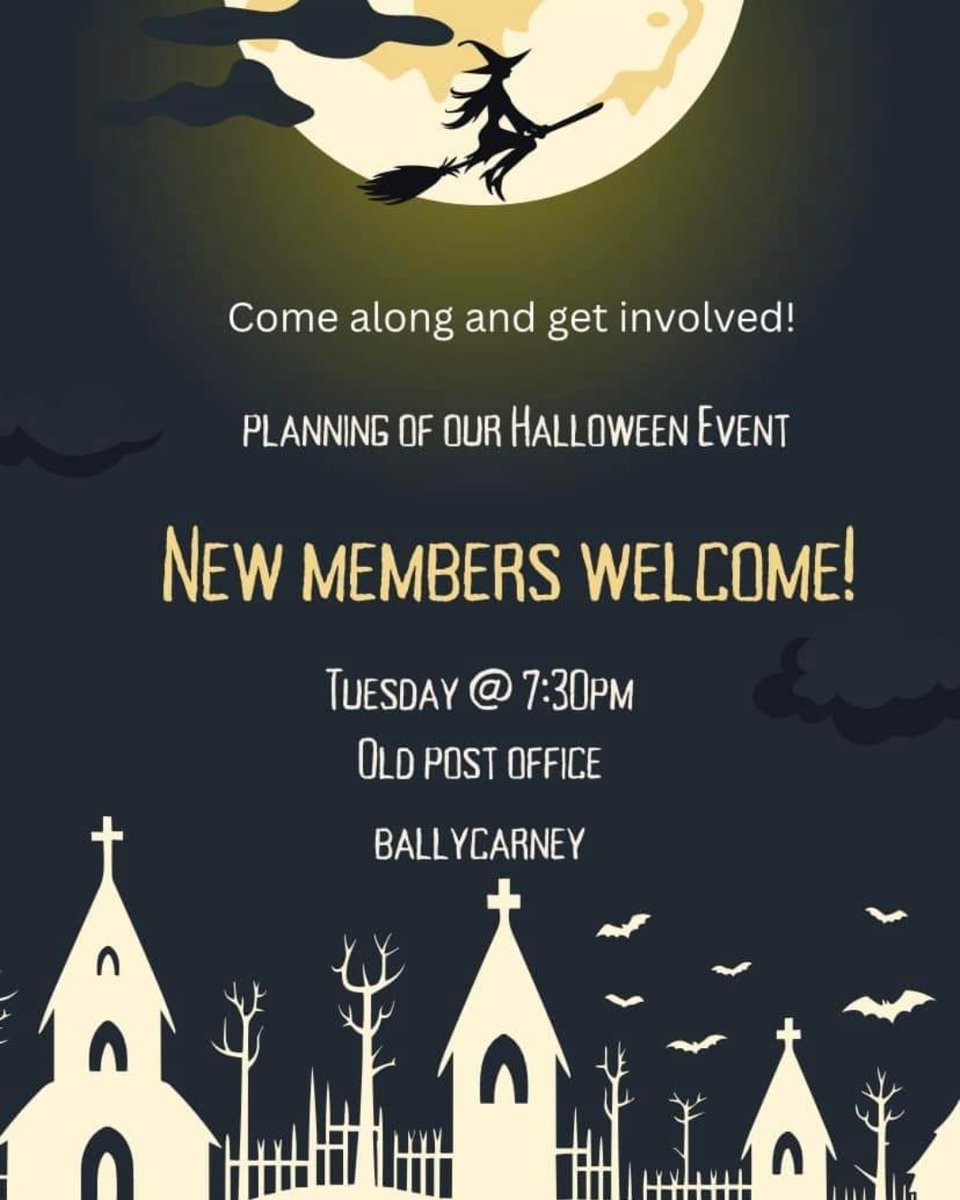 The Development Group in Ballycarney are having a meeting this Tuesday in the cottage to help plan for this years Halloween event.
Anyone who would like to join the group or even just offer a hand with the event are invited to attend. Whether your from Ballycarney or beyond 🎃