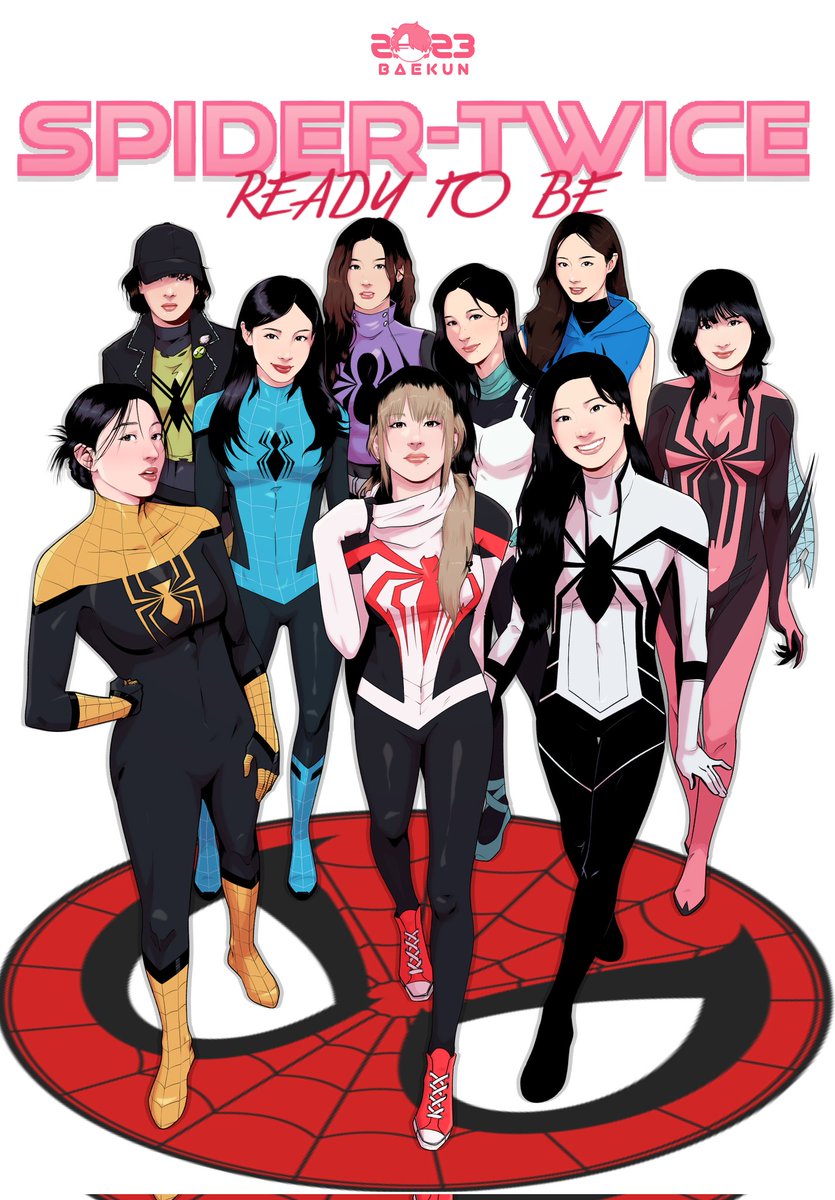 baekun_art's tweet photo. Spider-TWICE! group artwork (unmasked version)
@JYPETWICE @JYPETWICE_JAPAN 

#TWICE #READYTOBE  #Spiderman https://t.co/pV8MBL3G4L